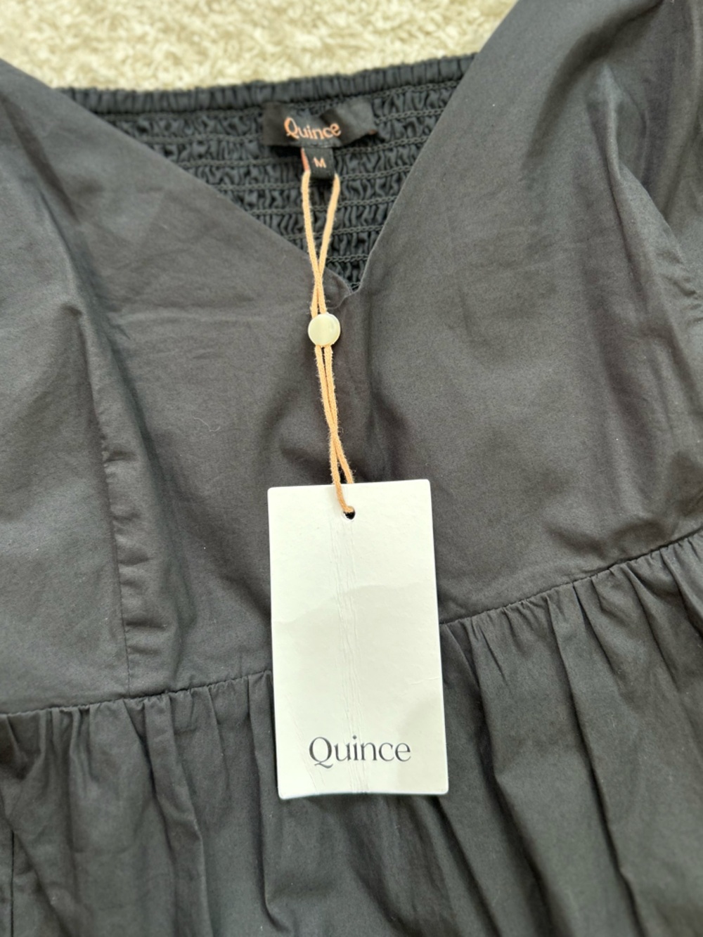 Quince Black Organic Cotton Poplin Sleeveless Maxi Dress V-Neck Size M NWT Beach - Picture 8 of 12